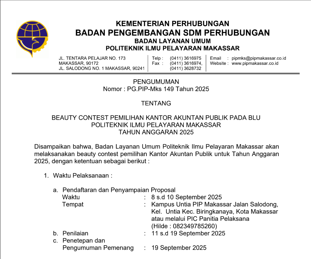 PIP Makassar - POLITEKNIK ILMU PELAYARAN MAKASSAR